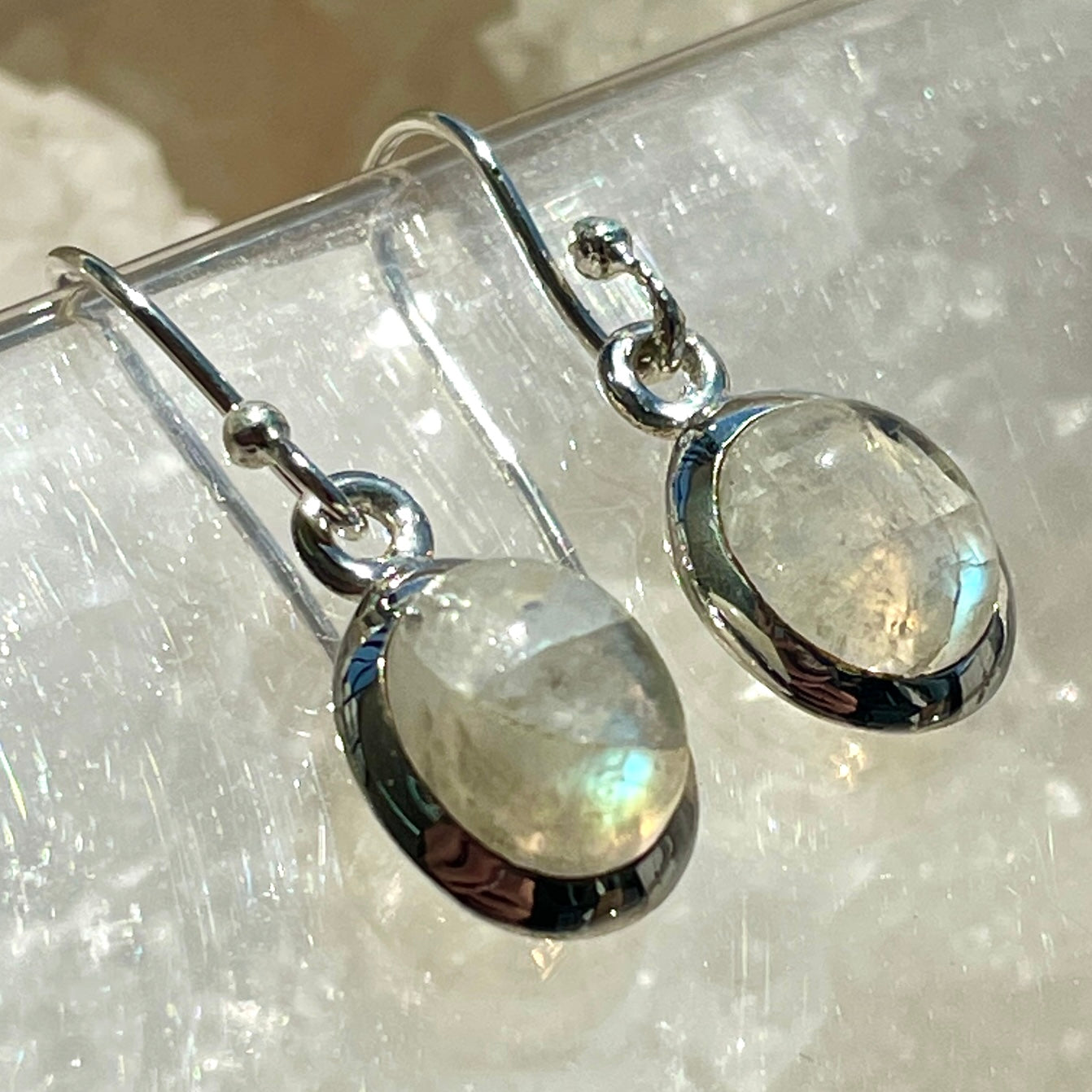 Rainbow Moonstone Earrings - H Rainbow Moonstone Earrings - H